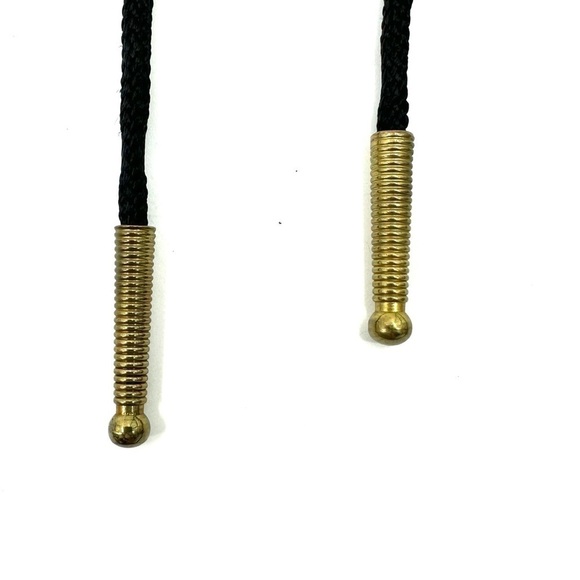 Bolo Tie Flying Bald Eagle Gold Leaf on Black Background Western Necklace - Picture 4 of 9